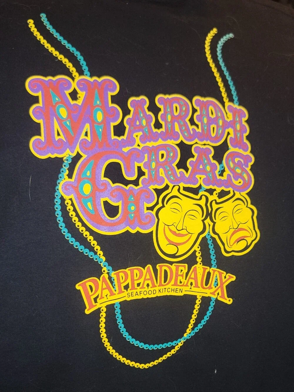 Like NEW Vtg PAPADEAUX MARDI GRAS 2004 T-Shirt Black w Hot Pink XL Heavy COTTON